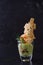 Guacamole avocado cream with tiger shrimp or prawn and cheese cr