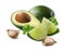 Guacamole avocado garlic lime ingredients isolated