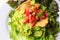 Guacamole, avocado healthy delicious salad with tomatoe and totopos