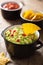 Guacamole with avocado, lime, chili and tortilla chips