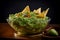 Guacamole bowl lime chips. Generate Ai