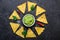 Guacamole and Corn Chips. Traditional Latin American Mexican Food