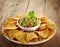 Guacamole dip and nachos