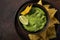 Guacamole mexican avocado dip with nachos