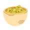 Guacamole. Mexican food guacamole with nachos, avocado, pepper, lime and spices. Delicious, healthy food, snack. Hand Drawn