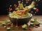 Guacamole plate Flying food black Mexican cuisine