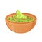 Guacamole traditional Mexican sauce. Latino american cuisine realistic cartoon illustration