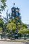 Guadalajara, Jalisco / Mexico. Jan. 6th. 2020. Police mobile security tower on a sidewalk surrounded by a metal fence