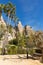 Guadalest Alicante Spain castle with palm trees in historic village