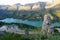 Guadalest Valley. Mountain Lake and an ancient castle on the rock.