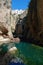 Guadalevin gorge  with white houses in Ronda in Andalusia, Spain