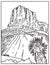 Guadalupe Mountains National Park in West Texas USA Mono Line Poster Art