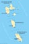 Guadeloupe, Dominica and Martinique political map