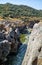 Guadiana river flows through the deep gully in schists. Pulo do Lobo. Alentejo. Portugal