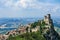 Guaita tower of San Marino with panoramic landscape