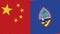 Guam and China Flags Together Fabric Texture