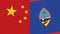 Guam and China Two Half Flags Together