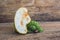 Guanabana on an old wooden background - exotic tropical fruit - regional fruits from Vietnam