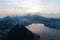 The Guanabara bay view from Sugar loaf at sunset.