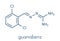 Guanabenz antihypertensive drug molecule. Skeletal formula.