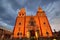 GUANAJUATO, MEXICO-17 APRIL, 2018: Famous Basilica of Our Lady of Guanajuato BasÃ­lica de Nuestra Senora de Guanajuato