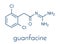 Guanfacine ADHD drug molecule. Skeletal formula.