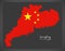 Guangdong China map with Chinese national flag illustration