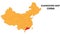 Guangdong province map highlighted on China map with detailed state and region outline
