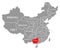 Guangxi red highlighted in map of China