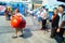 Guangzhou, China: guangzhou railway station square landscape, pedestrian visitors, orderly