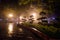 Guangzhou People`s Park with fog at night, China