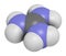 Guanidinium cation. Protonated form of guanidine. 3D rendering. Atoms are represented as spheres with conventional color coding: