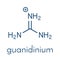 Guanidinium cation. Protonated form of guanidine. Skeletal formula.