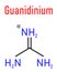 Guanidinium cation skeletal formula. Protonated form of guanidine.