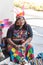 Guarani woman selling souvenirs in Parana Province, Brazil