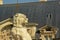 Guard dog statue, close up, detail of the Castle of chantilly, france