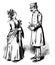 Guard Speaking to Woman, vintage illustration