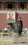 A guard standing in Tiananmen Square in front of the Gate of Heavenly Peace.