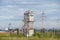 Guard tower and fence around a military unit. Russia. Siberia