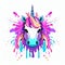 Guardian of Dreams: Unicorn Face Vector Art on White,Generative AI