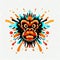 Guardian of the Grove: Monkey Face Vector Art on White,Generative AI