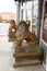 Guardian lions or Fo-dogs flank the entrance gates Buddhist temple.