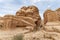 Guardian stones of the Djinn blocks on the outskirts of the capital of the Nabatean kingdom of Petra in Wadi Musa city in Jordan