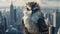 Guardian Of The Twin Towers: A Powerful Eagle Perched On A Ledge