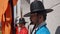 Guardsman guards stand watch during the ceremonial guard change at Gyeongbokgung. Seoul, South Korea.