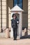 Guardsman, member of Hans Majestet Kongens Garde HMKG, on sentry duty at the Royal Palace in Oslo, Norway