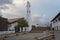 Guatavita main square scene with clock tower town hall