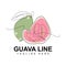Guava Logo Design, Vector With Line Style, Fresh Fruit Market Illustration, Vitamin Plant