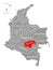 Guaviare red highlighted in map of Colombia