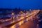 Gubakha, Perm Region, Russia - April 15.2017: Urban night landscape on Lenin Avenue